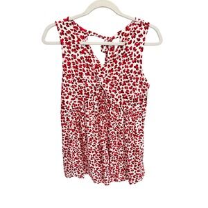 NEW Isabel Maternity Red Floral Twist Front Tie Back Sleeveless Top Size Medium
